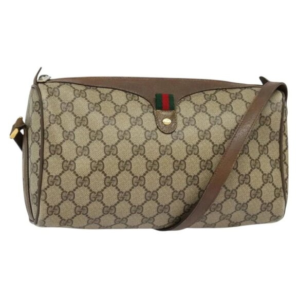 GUCCI GG Supreme Web Sherry Line Shoulder Bag PVC Beige 89 02 017 Auth 131532 - Picture 1 of 16
